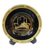 GOLDEN JERUSALEM CHAMSA WALL PLATE (RUSSIAN) 85504