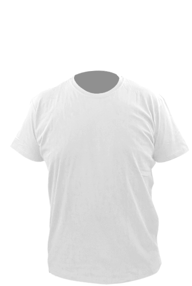חולצה לבנה כולל הדפסה ישירה, מקדימה ומאחור.